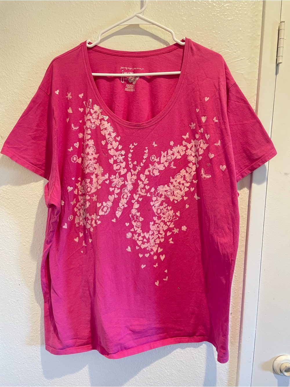 🌸 JMS Just My Size Bright Pink Butterfly Graphic Tee | Plus 5X 🦋